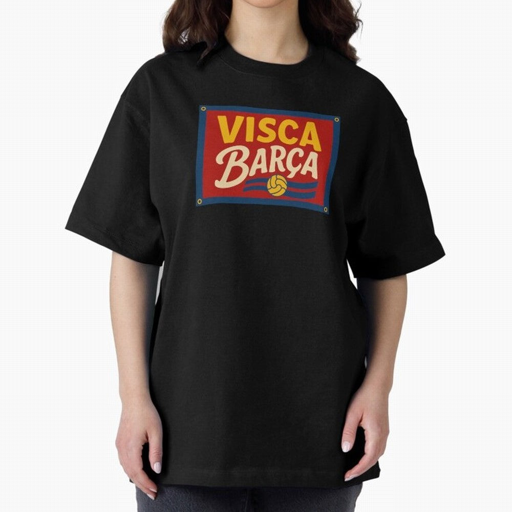 FC Barcelona Visca Barca Oversized T-Shirt Bring Trophy Dreams to FIFA World Cup 2026 Spirit, Highlighting Germany, Messi, Goal Celebration Energy, Supporter Heritage, Football Icons and Worldwide Tournament Joy; Made for Die Hard Supporters,