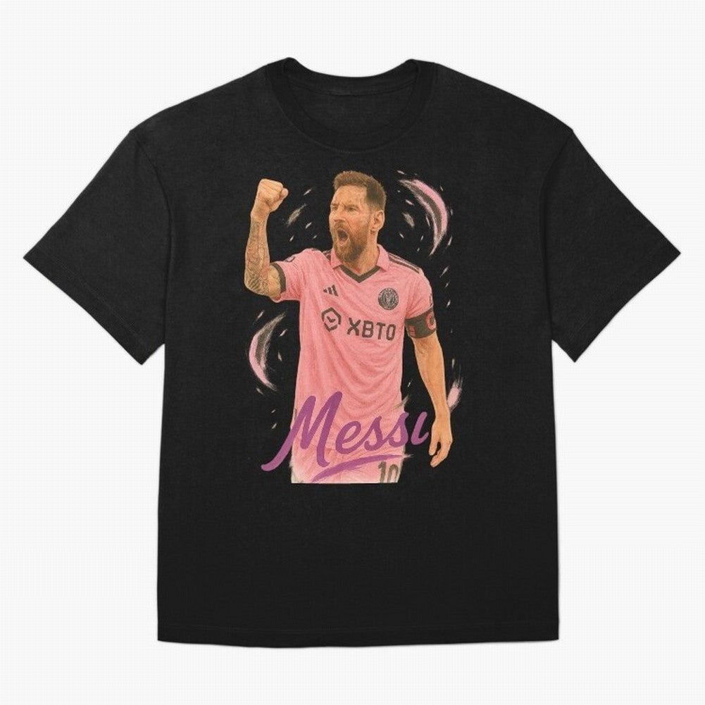 Lionel Messi Inter Miami Art ¨C Pink Jersey Football Icon Tribute	 Oversized T-Shirt Capture Stadium Memories from FIFA World Cup 2026 Group Stage with Haaland and Mbappe, Brazil Energy, Match Day Excitement, Supporter Culture, Golden Goals and