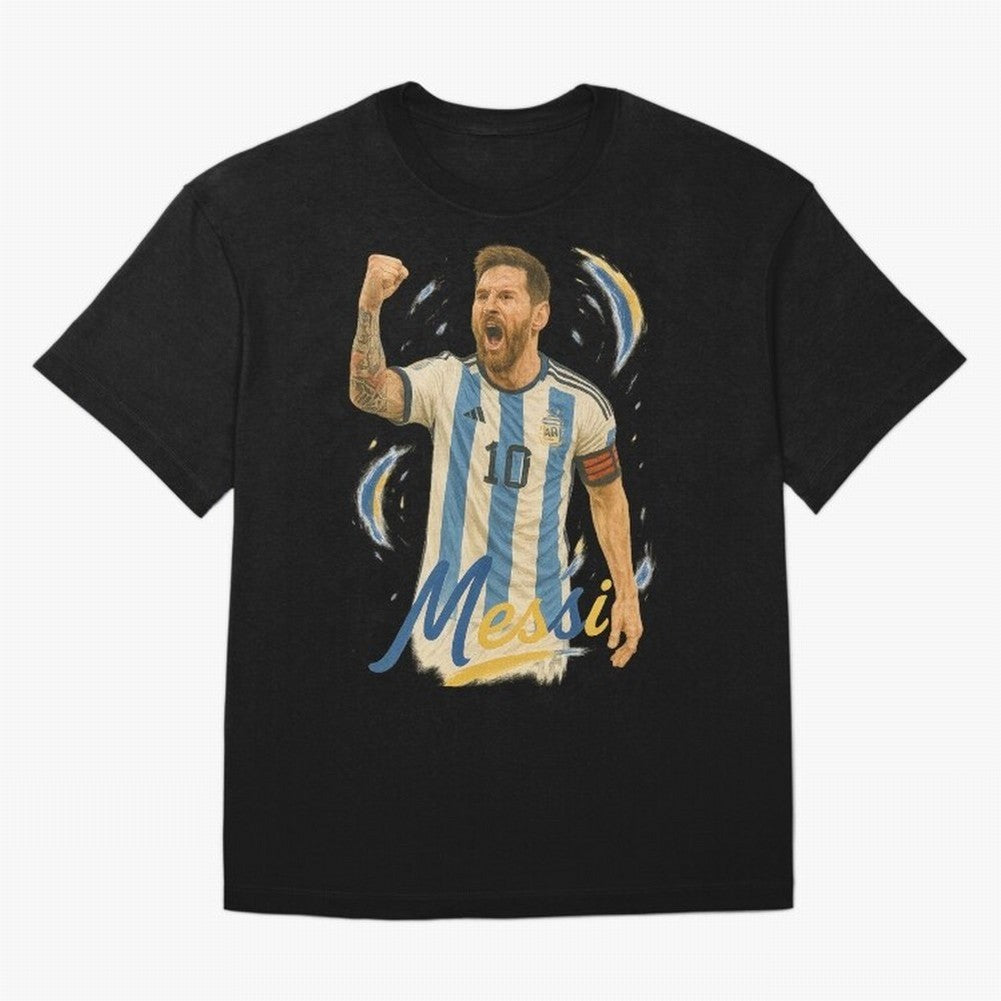 Lionel Messi Argentina Art ¨C Iconic World Cup Champion Tribute Design	 Oversized T-Shirt Support Iconic Players in FIFA World Cup 2026 Group Stage Spirit, Inspired by Spain, Messi, Neymar and Mbappe, Supporter Pride, Iconic Celebrations, Legendary