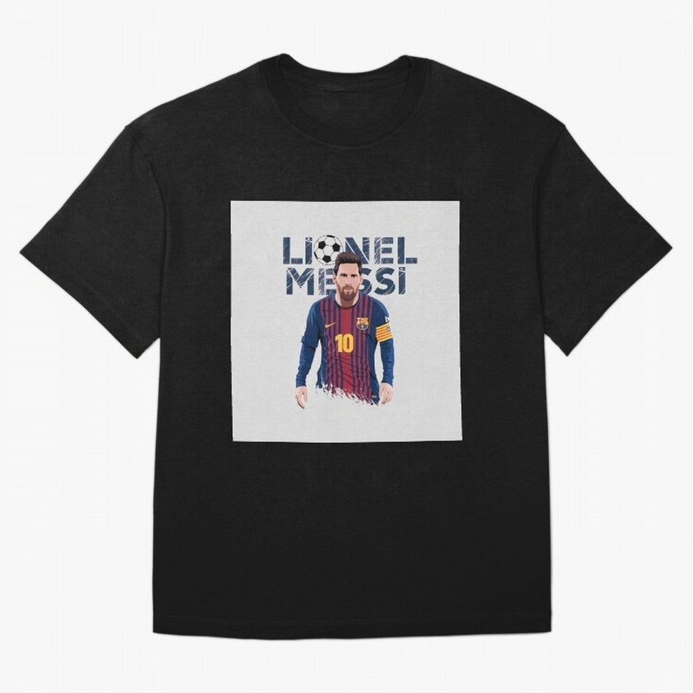 Stylized Lionel Messi Barcelona Illustration ¨C Iconic Football Artwork Oversized T-Shirt Back the Journey through FIFA World Cup 2026 Group Stage with Neymar, Haaland and Cristiano Ronaldo, Brazil Energy, Worldwide Fan Energy, Dramatic Goals,