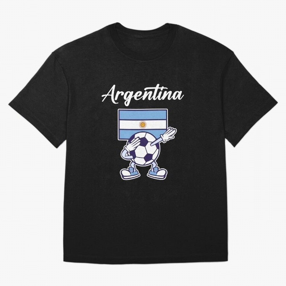 ARGENTINA - Dabbing Football Soccer Ball - ARGENTINA Oversized T-Shirt Show Love for Legendary Goals in FIFA World Cup 2026 USA Canada Mexico for Fans of Haaland and Mbappe and Portugal, Spain and Germany, Bringing Sports Nostalgia, International