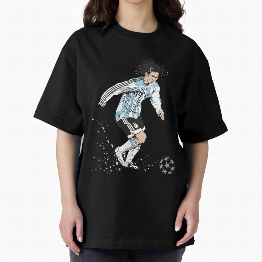 Lionel Messi runner Oversized T-Shirt Remember Iconic Moments from Match Day Hype around FIFA World Cup 2026 Group Stage, CR7, France and Portugal, Global Supporter Spirit, Legendary Goals, National Colors and Tournament Celebration; Made for Die