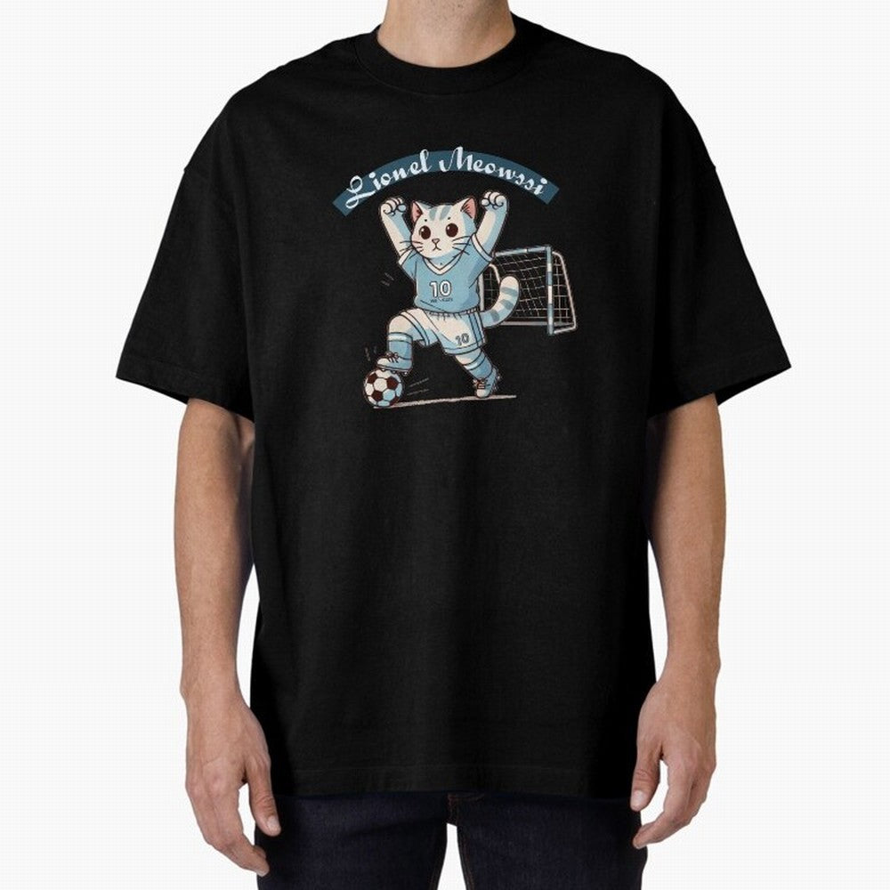 Lionel Meowssi Oversized T-Shirt Feel the Heartbeat of Global Football Passion for FIFA World Cup 2026 USA Canada Mexico, Driven by Neymar, Haaland and Cristiano Ronaldo, Argentina and Brazil, Match Day Excitement, Supporter Culture, Golden Goals