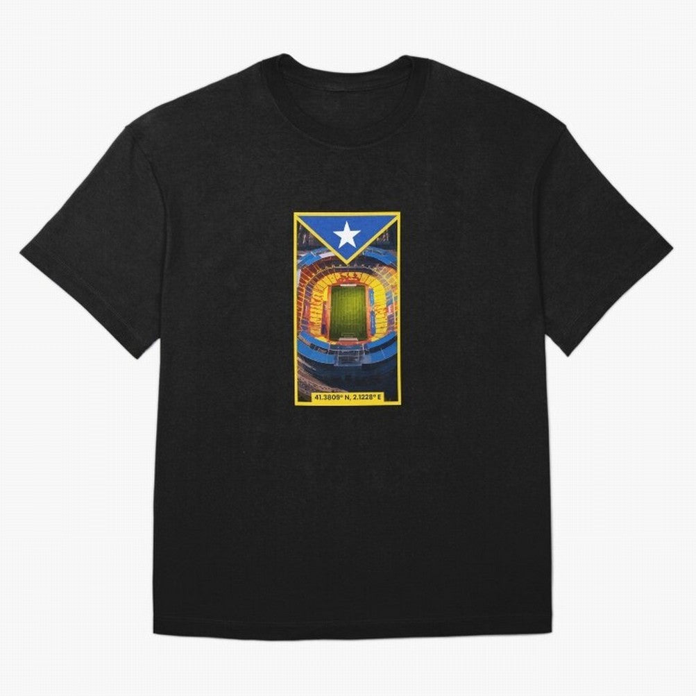 Barcelona Stadium Coordinates Graphic Essential T-Shirt Bring a Vintage Feel to Global Football Passion for FIFA World Cup 2026, Filled with Messi, Argentina and Brazil, Football Passion, Legendary Performances, Festival Vibes and Supporter