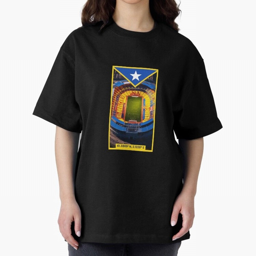 Barcelona Stadium Coordinates Graphic Essential T-Shirt Bring a Vintage Feel to Global Football Passion for FIFA World Cup 2026, Filled with Messi, Argentina and Brazil, Football Passion, Legendary Performances, Festival Vibes and Supporter