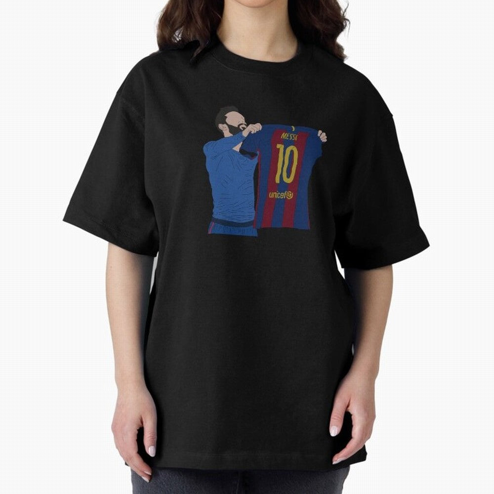 Lionel Messi | Barcelona legend Oversized T-Shirt Celebrate Soccer Greatness during Global Football Passion for FIFA World Cup 2026 USA Canada Mexico, Inspired by Cristiano Ronaldo, Spain and Netherlands, Sports Nostalgia, International