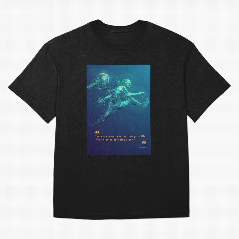 soccer football graphic Lionel Messi quotes Oversized T-Shirt Bring Global Football Passion for FIFA World Cup 2026, Connected to Neymar, England, France and Netherlands, Football History, Final Match Energy, Crowd Noise and Once in a Lifetime