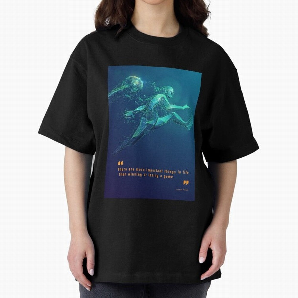 soccer football graphic Lionel Messi quotes Oversized T-Shirt Bring Global Football Passion for FIFA World Cup 2026, Connected to Neymar, England, France and Netherlands, Football History, Final Match Energy, Crowd Noise and Once in a Lifetime