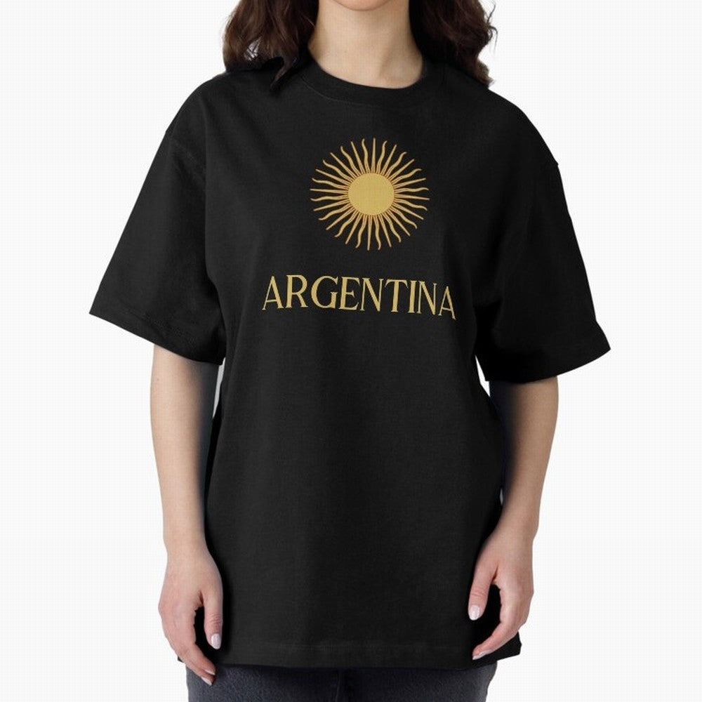 Argentina Gold Oversized T-Shirt Celebrate Fan Culture around the FIFA World Cup 2026 USA Canada Mexico Journey through Neymar, Haaland and Cristiano Ronaldo Highlights, Argentina, France and Brazil Pride, Global Supporter Spirit, Legendary Goals,