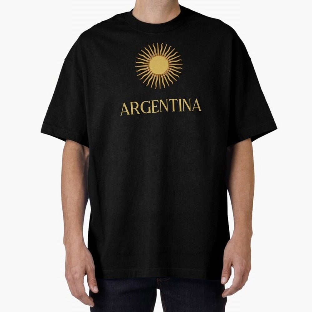Argentina Gold Oversized T-Shirt Celebrate Fan Culture around the FIFA World Cup 2026 USA Canada Mexico Journey through Neymar, Haaland and Cristiano Ronaldo Highlights, Argentina, France and Brazil Pride, Global Supporter Spirit, Legendary Goals,
