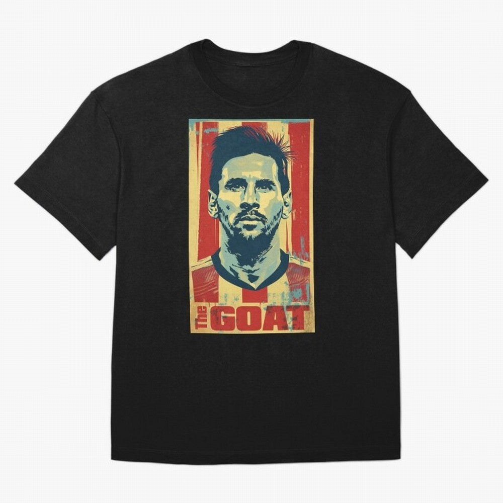 Messi The GOAT Graphic poster design Premium T-Shirt Bring Trophy Dreams to Global Football Passion for FIFA World Cup 2026 USA Canada Mexico, Inspired by Neymar, Haaland and Cristiano Ronaldo, England and Germany, Goal Celebration Energy,