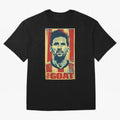 Messi The GOAT Graphic poster design Premium T-Shirt Bring Trophy Dreams to Global Football Passion for FIFA World Cup 2026 USA Canada Mexico, Inspired by Neymar, Haaland and Cristiano Ronaldo, England and Germany, Goal Celebration Energy,