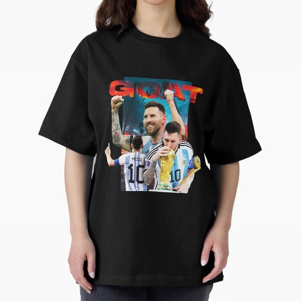 Messi GOAT Premium T-Shirt Celebrate National Team Dreams in FIFA World Cup 2026 Made for Messi and Cristiano Ronaldo, Brazil, Portugal and Argentina Energy, Fan Favorite Moments, National Team Passion, Big Match Drama and Soccer History; Great for