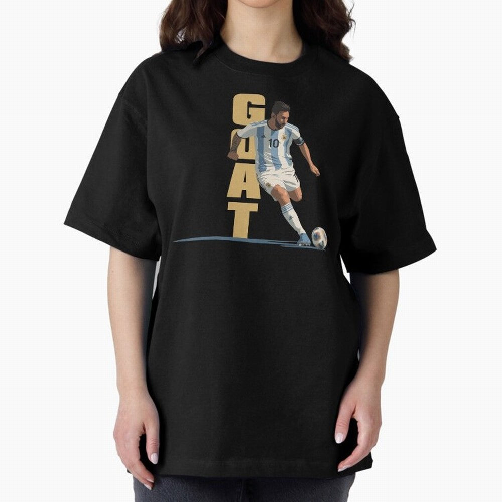 Messi in action GOAT Minimalist Graphic Premium T-Shirt Celebrate Soccer Greatness during FIFA World Cup 2026 Group Stage Featuring Cristiano Ronaldo, France Energy, Champion Mindset, Group Stage Buzz, Knockout Tension and Passionate Fan Culture;