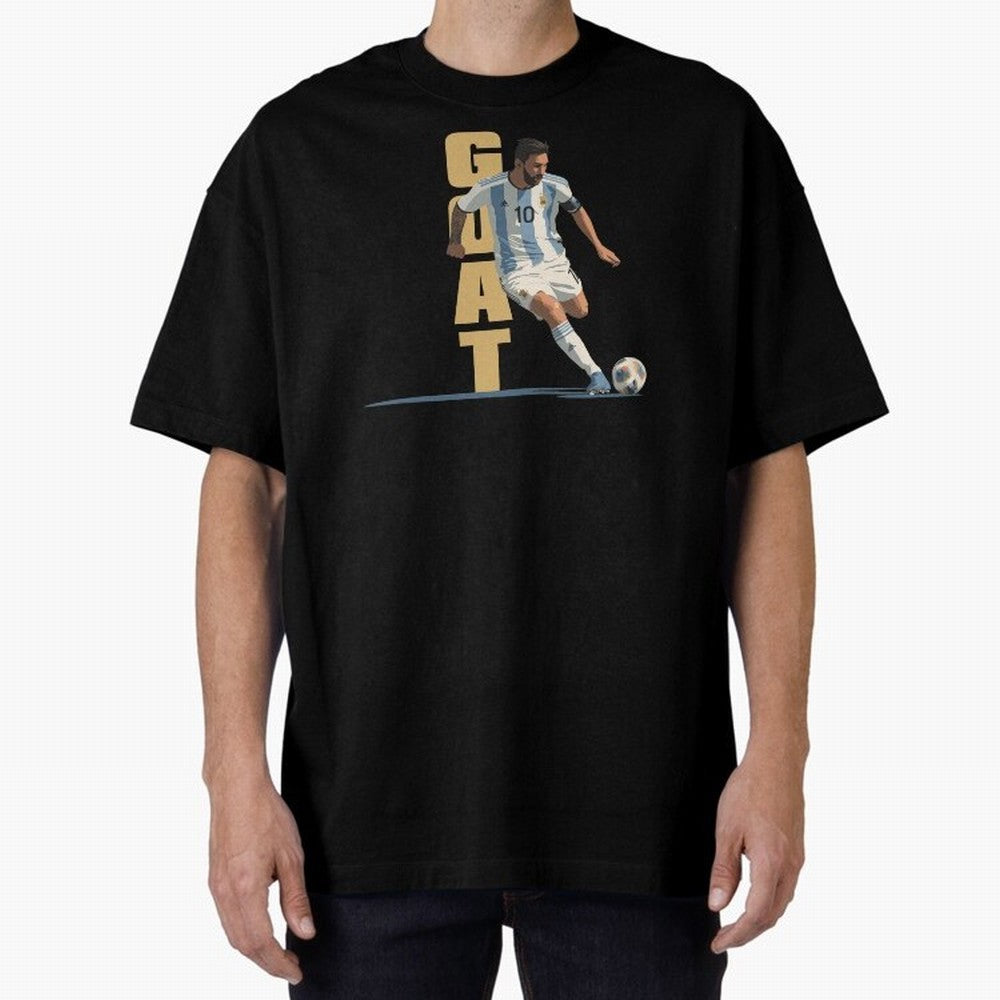 Messi in action GOAT Minimalist Graphic Premium T-Shirt Celebrate Soccer Greatness during FIFA World Cup 2026 Group Stage Featuring Cristiano Ronaldo, France Energy, Champion Mindset, Group Stage Buzz, Knockout Tension and Passionate Fan Culture;