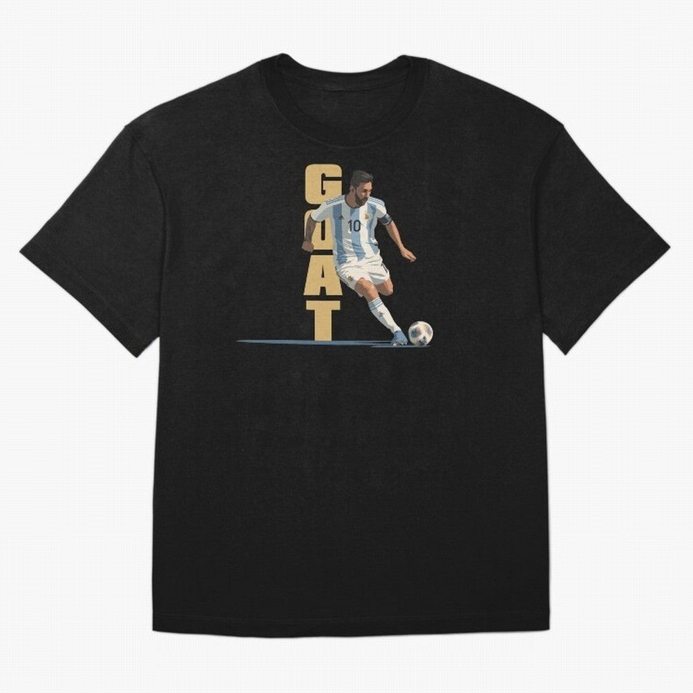 Messi in action GOAT Minimalist Graphic Premium T-Shirt Celebrate Soccer Greatness during FIFA World Cup 2026 Group Stage Featuring Cristiano Ronaldo, France Energy, Champion Mindset, Group Stage Buzz, Knockout Tension and Passionate Fan Culture;
