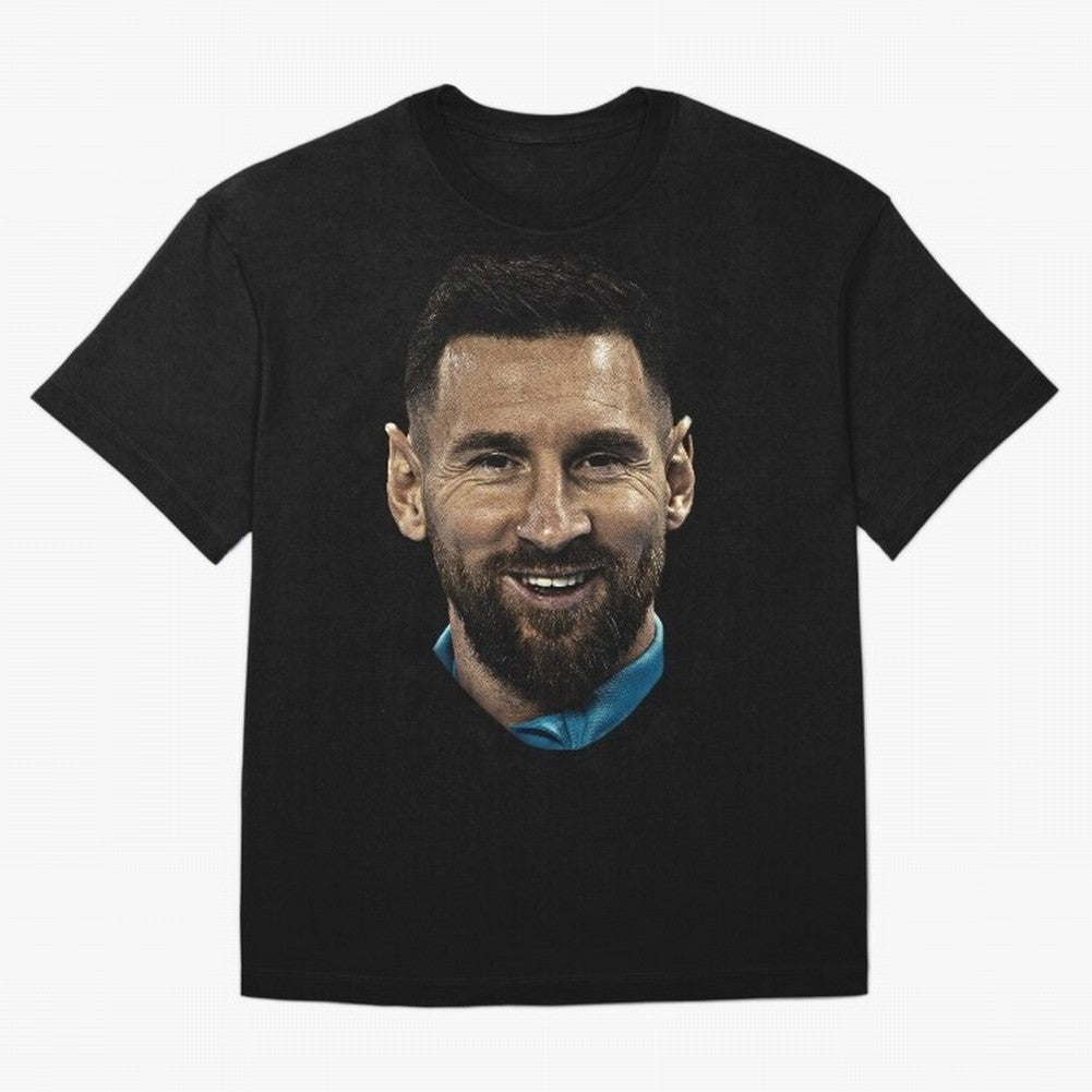 Messi Iconic Smile - Streetwear Style Portrait Premium T-Shirt Celebrate Fan Culture around FIFA World Cup 2026 for Fans of Haaland and Mbappe and Argentina, Bringing Tournament Hype, Historic Matchups, Family Viewing Parties and Global Sports