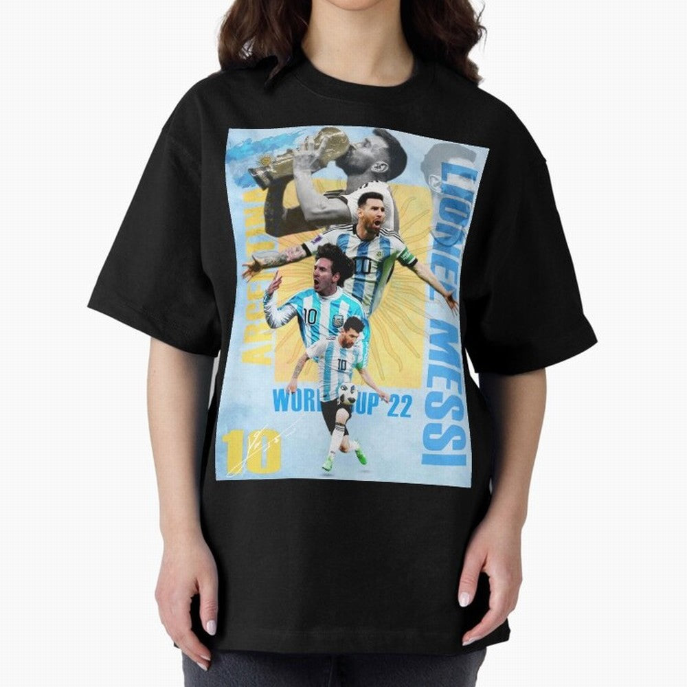 Lionel Messi Argentina World Cup Victory Poster - 2022 Soccer Champion Wall Art Premium T-Shirt Bring Trophy Dreams to FIFA World Cup 2026 USA Canada Mexico for Fans of Mbappe and Germany, Bringing Champion Mindset, Group Stage Buzz, Knockout