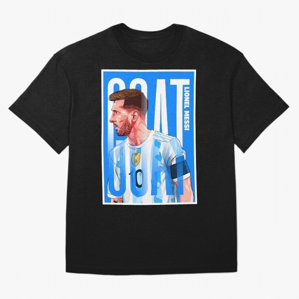 Lionel Messi The GOAT Illustration artwork Premium T-Shirt Make Your Look Match Match Day Hype around FIFA World Cup 2026 USA Canada Mexico, Neymar, England and Germany, Stadium Memories, Football Loyalty, International Chants and Championship