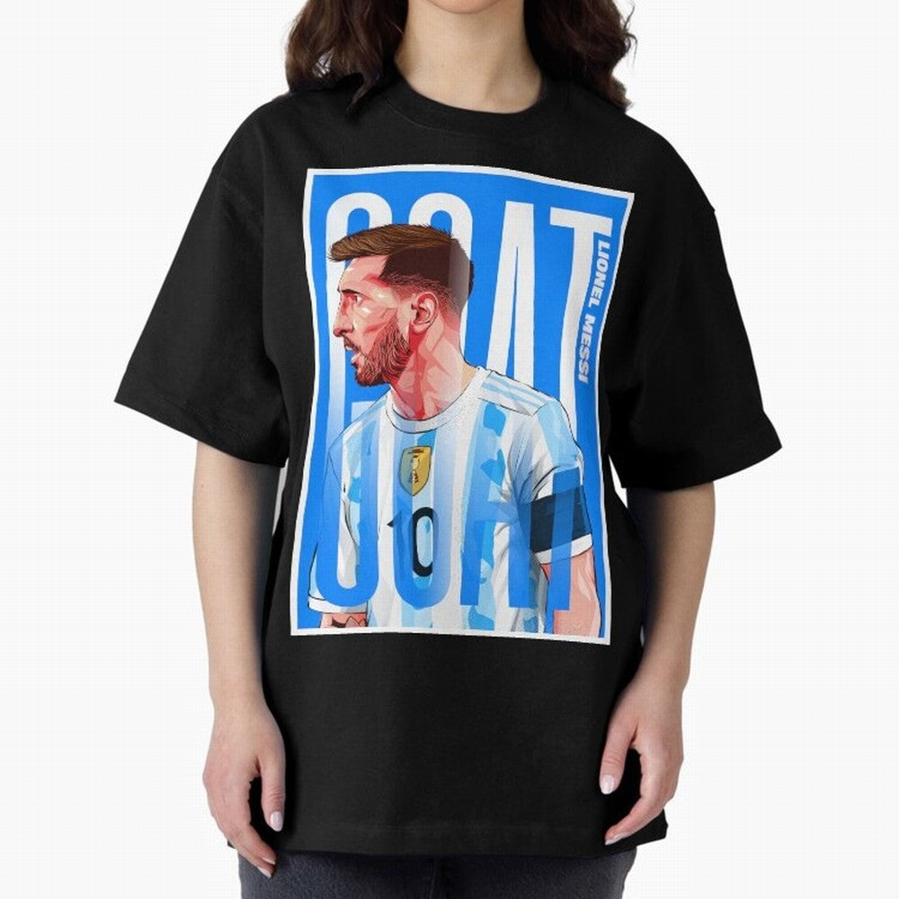 Lionel Messi The GOAT Illustration artwork Premium T-Shirt Make Your Look Match Match Day Hype around FIFA World Cup 2026 USA Canada Mexico, Neymar, England and Germany, Stadium Memories, Football Loyalty, International Chants and Championship