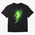 Neon Green Flame Lion ¨C Glowing Fire Roar Beast Graphic | Dark Aesthetic Streetwear Design Graphic T-Shirt Join Supporters Worldwide for the FIFA World Cup 2026 Journey through Messi, Neymar and Mbappe Highlights, Portugal, Spain and Germany