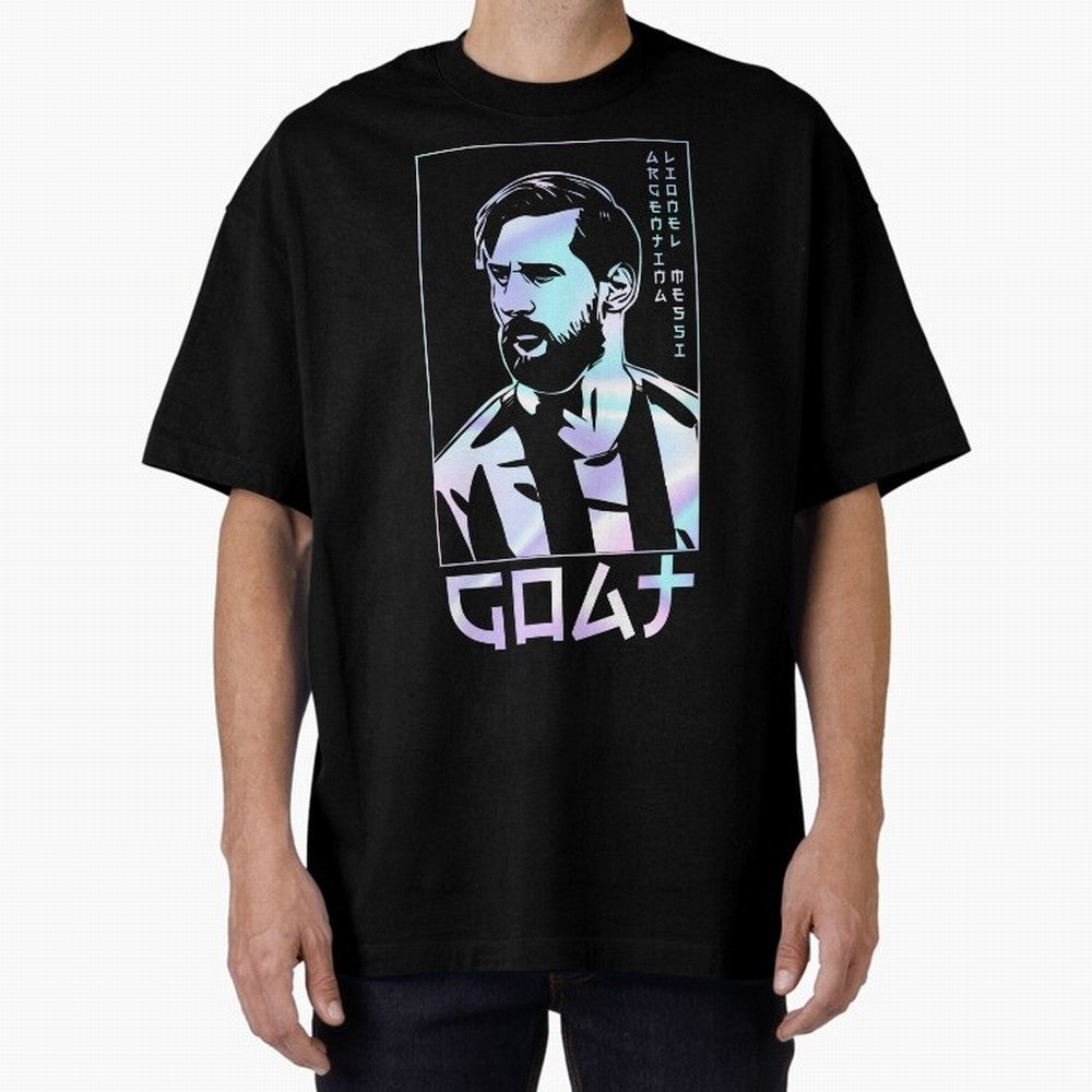 Lionel Messi Holographic Style Portrait art illustration Premium T-Shirt Bring a Vintage Feel to Match Day Hype around FIFA World Cup 2026 USA Canada Mexico, Haaland and Mbappe, England and Germany, Tournament Hype, Historic Matchups, Family