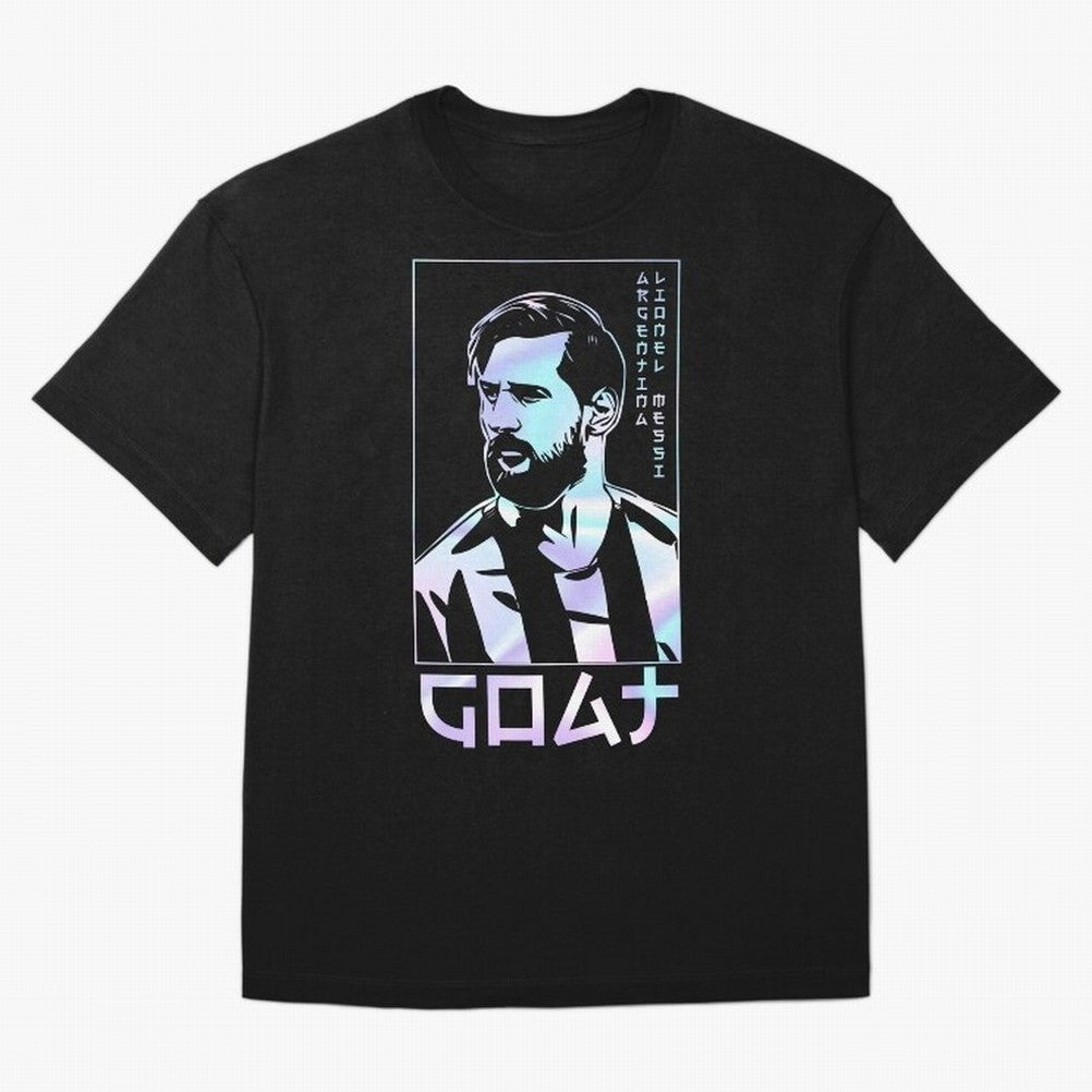 Lionel Messi Holographic Style Portrait art illustration Premium T-Shirt Bring a Vintage Feel to Match Day Hype around FIFA World Cup 2026 USA Canada Mexico, Haaland and Mbappe, England and Germany, Tournament Hype, Historic Matchups, Family