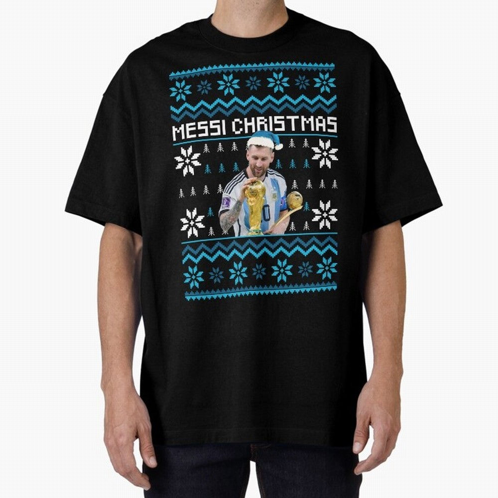 Leo Messi Christmas Ugly Sweater Design Classic T-Shirt Experience the FIFA World Cup 2026 Journey through Messi and Cristiano Ronaldo Highlights, Argentina and Brazil Pride, Goal Celebration Energy, Supporter Heritage, Football Icons and Worldwide
