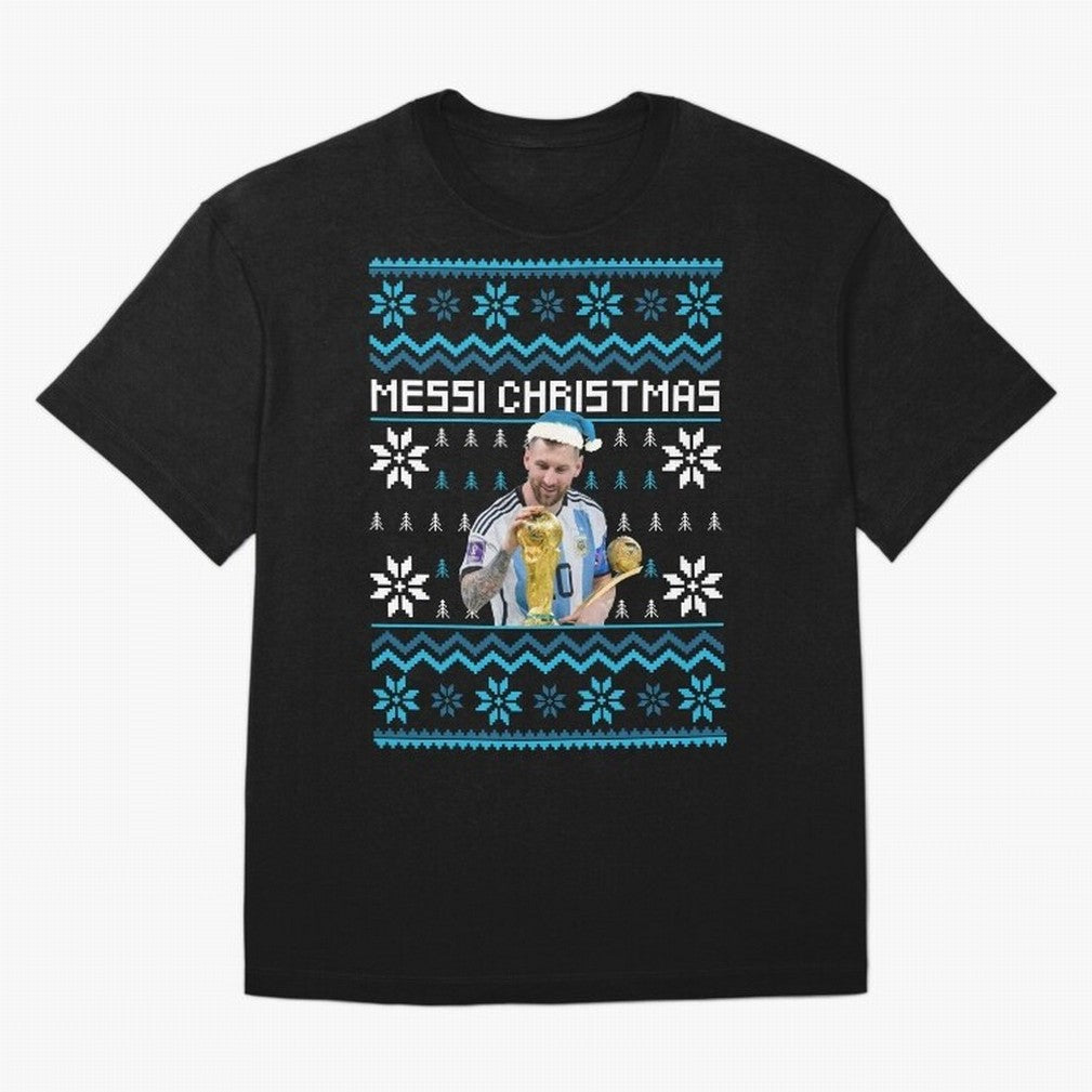 Leo Messi Christmas Ugly Sweater Design Classic T-Shirt Experience the FIFA World Cup 2026 Journey through Messi and Cristiano Ronaldo Highlights, Argentina and Brazil Pride, Goal Celebration Energy, Supporter Heritage, Football Icons and Worldwide