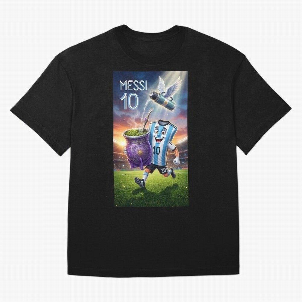 Messi 10 & Mate Magic ¨C The Soul of Argentine Football - Argentina Football Mate Mascot - Messi 10 Soccer Fan Art Oversized T-Shirt Turn Up for FIFA World Cup 2026 Group Stage Spirit, Centered on France and Portugal, Neymar, Tournament Hype,