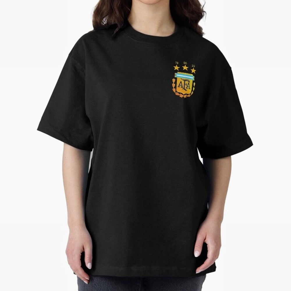 AFA ARGENTINA CHAMPION QATAR 2022 3 STARS Oversized T-Shirt Upgrade FIFA World Cup 2026 Group Stage for Fans of Neymar, Haaland and Cristiano Ronaldo and Argentina and Brazil, Bringing Football Passion, Legendary Performances, Festival Vibes and