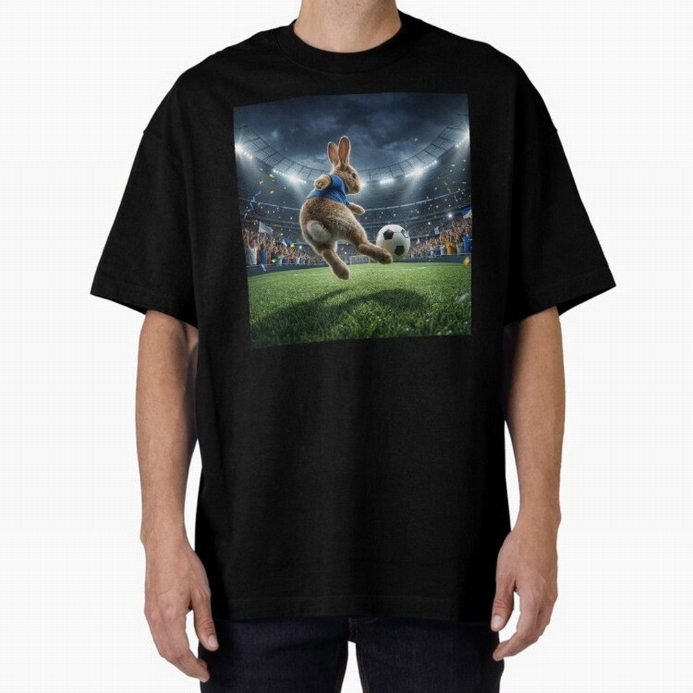 Rabbit Is Veritable Messi on the Soccer Pitch Oversized T-Shirt Celebrate the FIFA World Cup 2026 Group Stage Journey through CR7 and Messi Highlights, France and Portugal Pride, Goal Celebration Energy, Supporter Heritage, Football Icons and