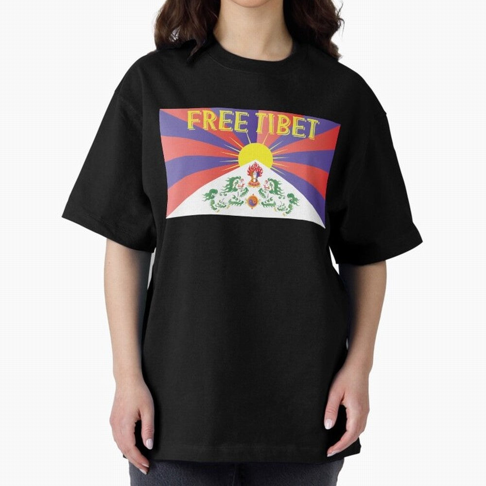 Free Tibet Movement Oversized T-Shirt Make Memories around FIFA World Cup 2026 USA Canada Mexico Spirit, Inspired by Spain, Messi, CR7 and Mbappe, Football Passion, Legendary Performances, Festival Vibes and Supporter Community; Perfect for People