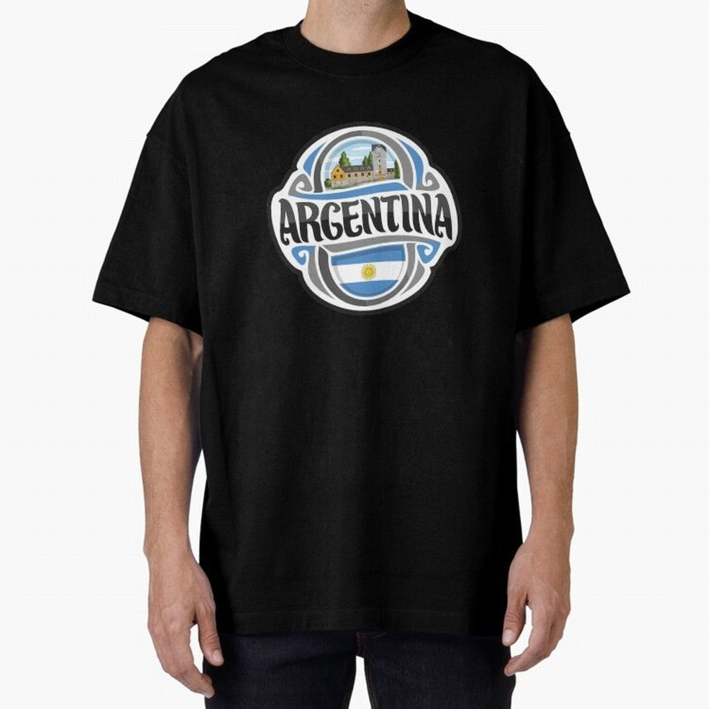 Decorative Argentina Logo Oversized T-Shirt Bring a Vintage Feel to FIFA World Cup 2026 Group Stage Driven by Messi, Neymar and Mbappe, France Energy, Vintage Soccer Flavor, Modern Football Stars, National Flags and Final Night Emotion; Ideal for