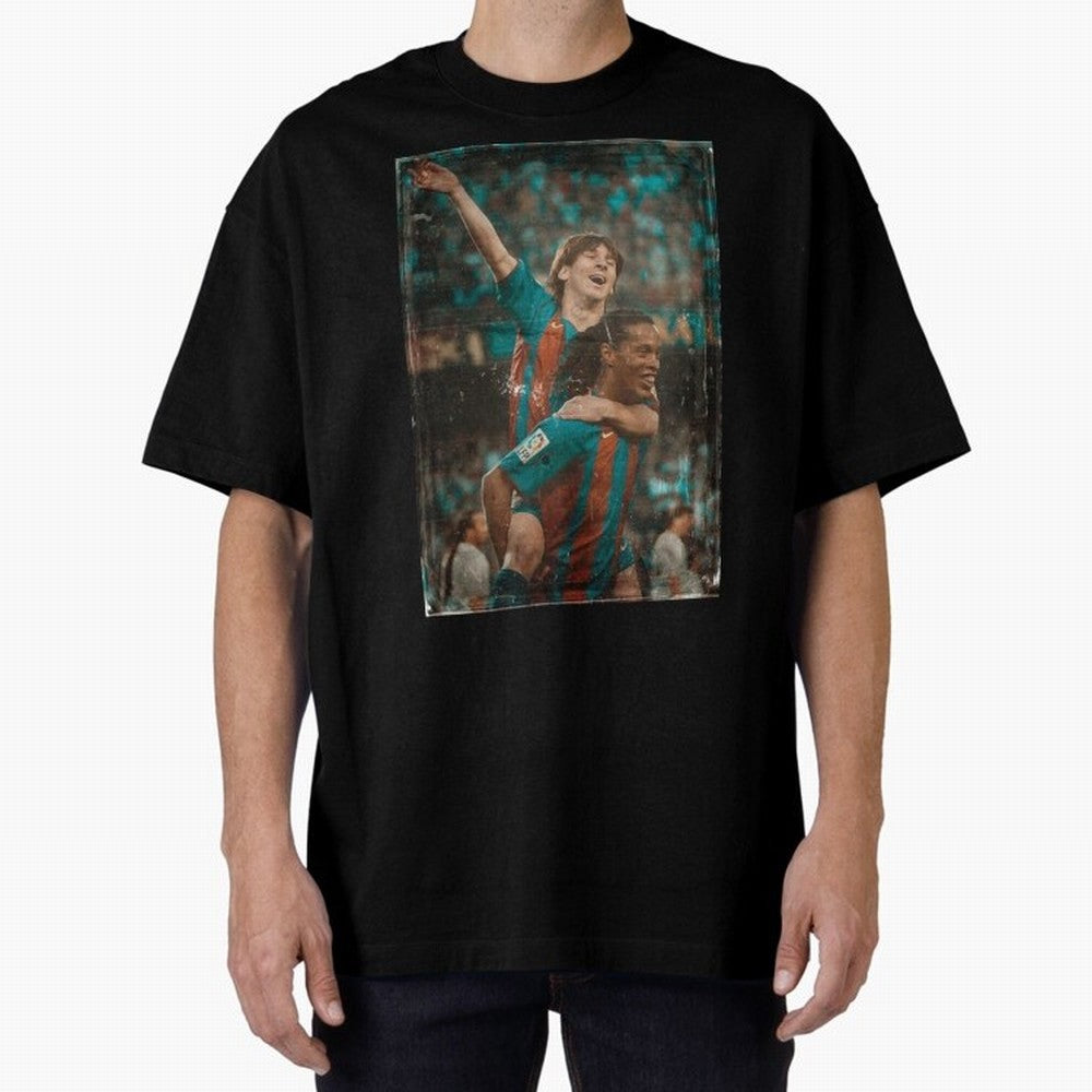 Messi and Ronaldinho Celebration Classic T-Shirt Cheer through Every Moment of FIFA World Cup 2026 USA Canada Mexico Spirit, Highlighting Portugal, Mbappe, Retro Football Energy, Iconic Rivalries, Trophy Chase Drama and Stadium Atmosphere; Made for