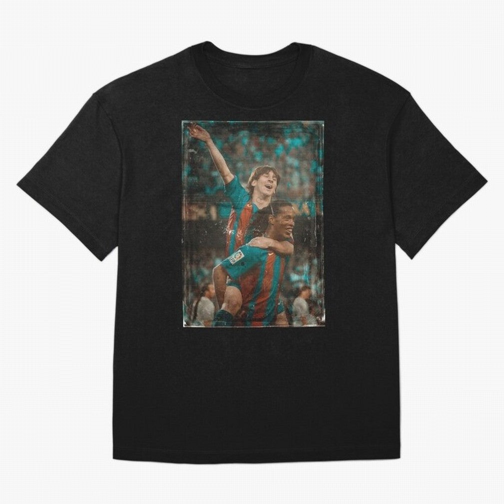 Messi and Ronaldinho Celebration Classic T-Shirt Cheer through Every Moment of FIFA World Cup 2026 USA Canada Mexico Spirit, Highlighting Portugal, Mbappe, Retro Football Energy, Iconic Rivalries, Trophy Chase Drama and Stadium Atmosphere; Made for