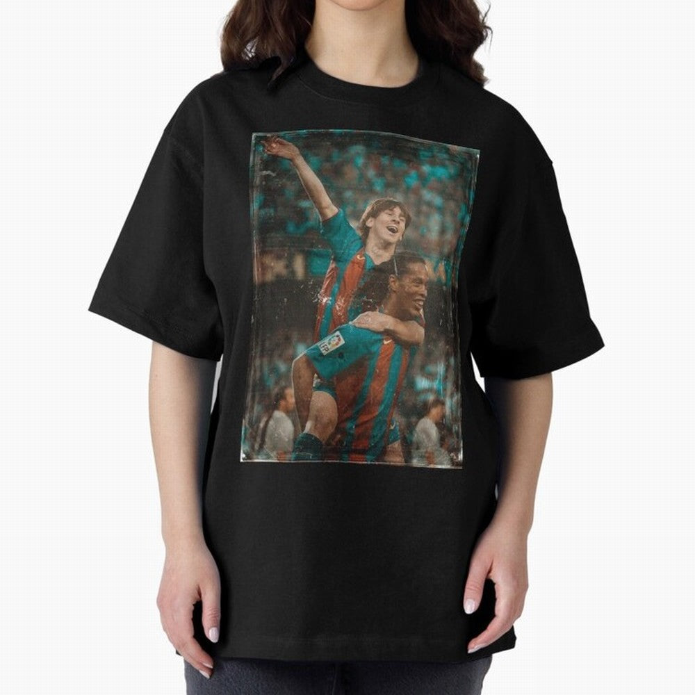 Messi and Ronaldinho Celebration Classic T-Shirt Cheer through Every Moment of FIFA World Cup 2026 USA Canada Mexico Spirit, Highlighting Portugal, Mbappe, Retro Football Energy, Iconic Rivalries, Trophy Chase Drama and Stadium Atmosphere; Made for