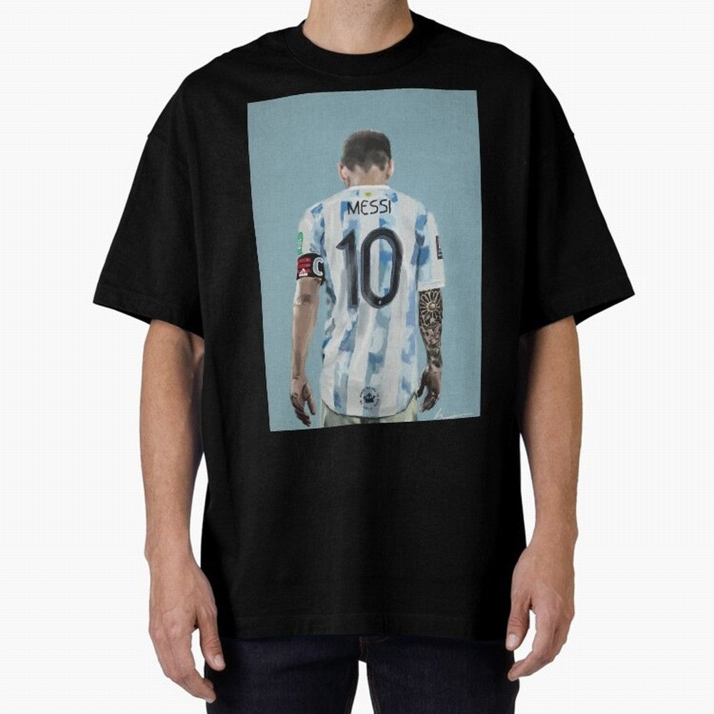 Portrait painting of Lionel Messi of Inter Miami and Argentina Classic T-Shirt Stand Out with Spirit from Global Football Passion for FIFA World Cup 2026 USA Canada Mexico, Capturing Messi and Cristiano Ronaldo, England, Vintage Soccer Flavor,