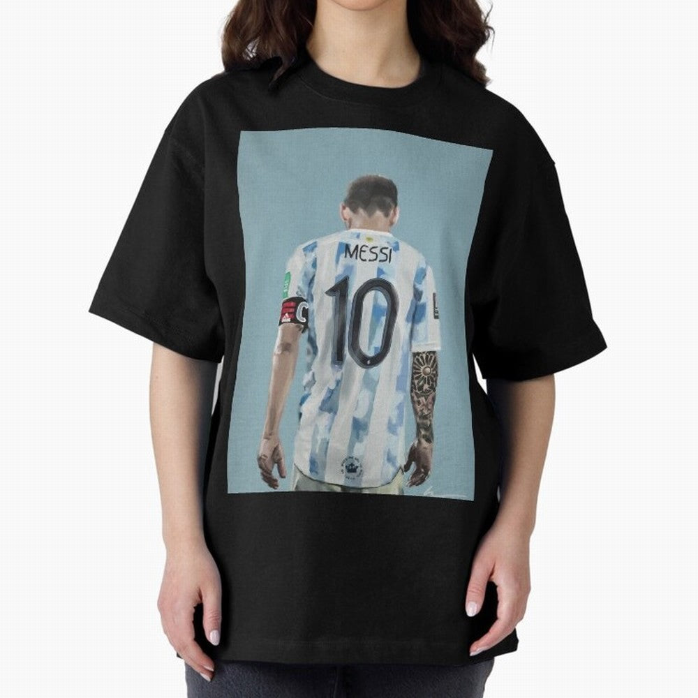 Portrait painting of Lionel Messi of Inter Miami and Argentina Classic T-Shirt Stand Out with Spirit from Global Football Passion for FIFA World Cup 2026 USA Canada Mexico, Capturing Messi and Cristiano Ronaldo, England, Vintage Soccer Flavor,