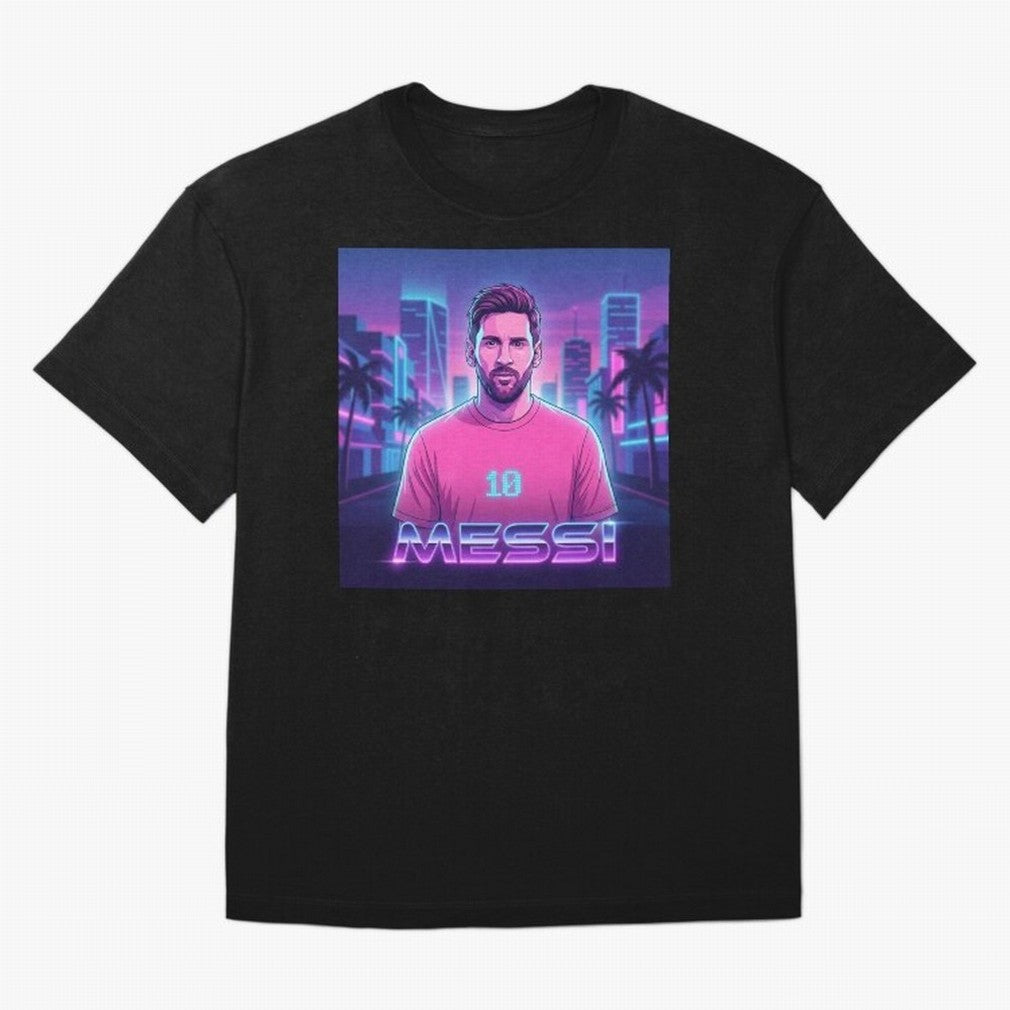 Inter Miami? Football Legend Messi Cyberpunk Retro Futurist Design (Version 2) Classic T-Shirt Follow the Final Road of Global Football Passion for FIFA World Cup 2026 Group Stage, Built around Cristiano Ronaldo, Haaland and CR7, Brazil, Football