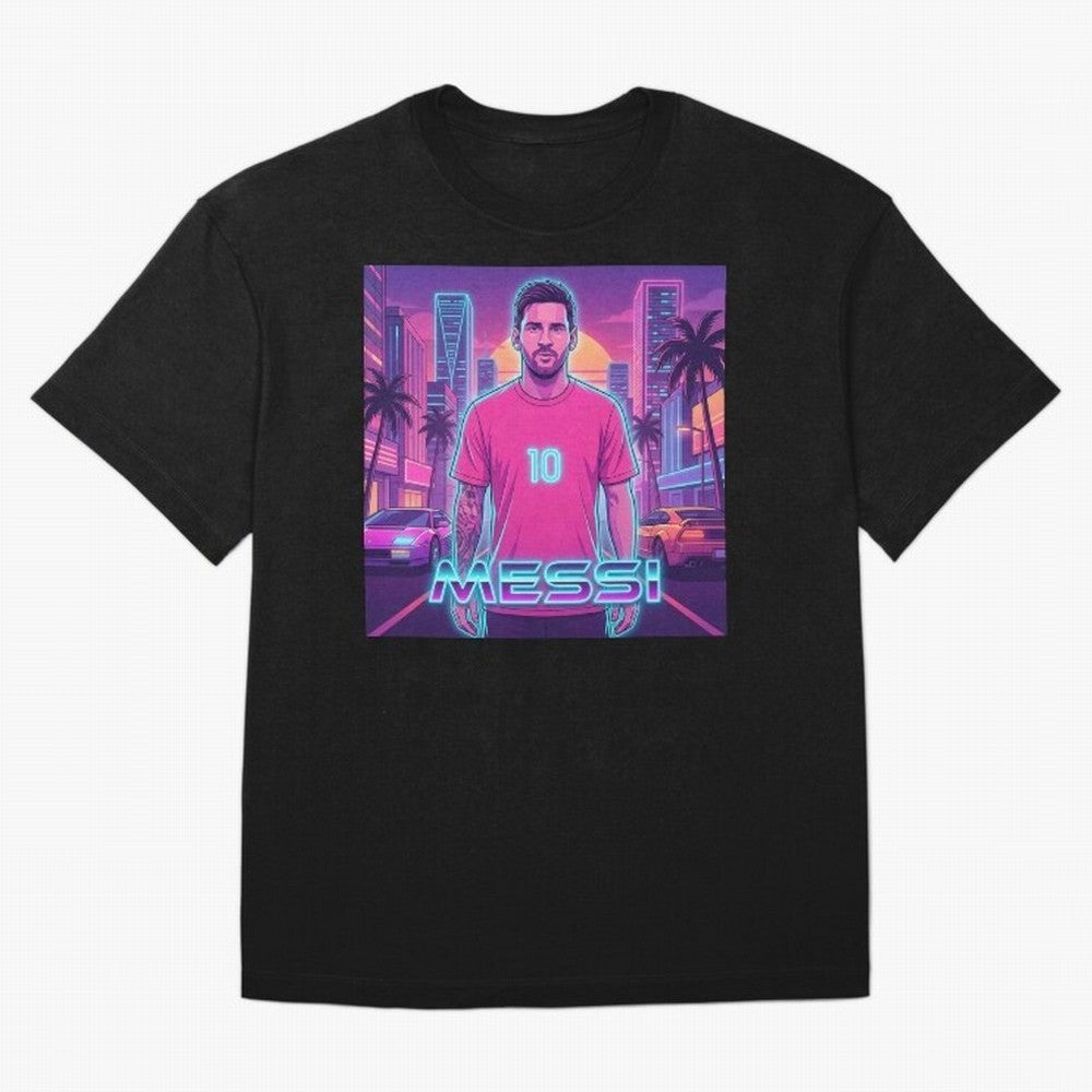 Inter Miami? Football Legend Messi Cyberpunk Retro Futurist Design (Version 3) Classic T-Shirt Stand Out with Spirit from FIFA World Cup 2026 Group Stage Filled with Mbappe and Neymar, Brazil Energy, Game Day Rituals, Football Legends, Country
