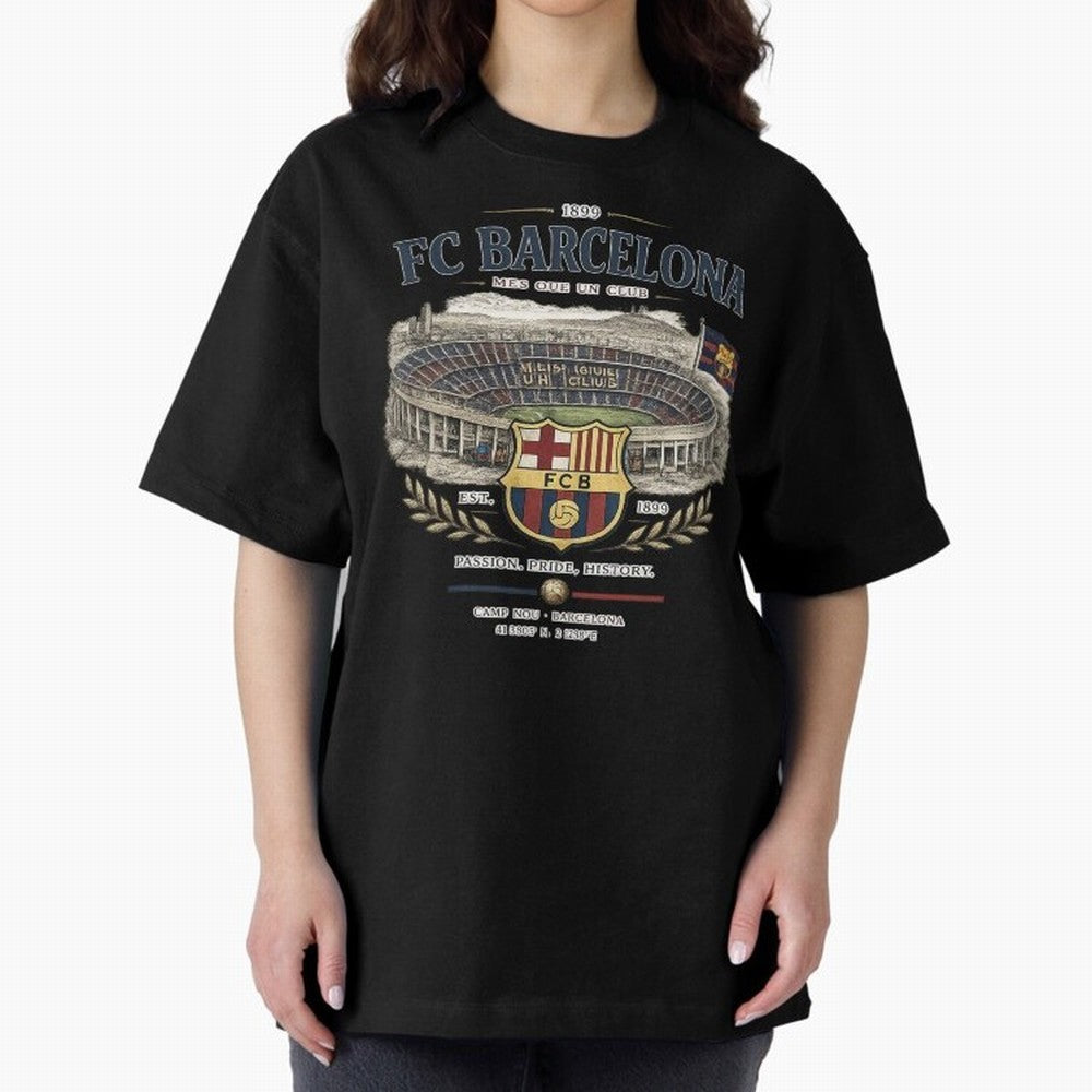 FC Barcelona Vintage Football Streetwear Oversized T-Shirt Carry the Colors and Pride of Global Football Passion for FIFA World Cup 2026 USA Canada Mexico, Centered on Haaland, Germany, Football Festival Excitement, Trophy Ambitions, Country