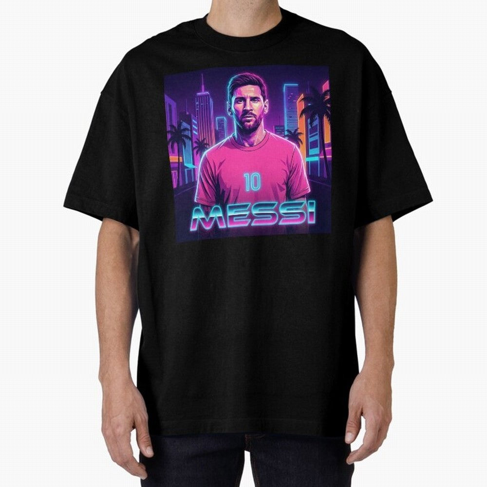 Inter Miami? Football Legend Messi Cyberpunk Retro Futurist Design (Version 4) Classic T-Shirt Turn Up for Global Football Passion for FIFA World Cup 2026 USA Canada Mexico, Featuring Messi, Neymar and Mbappe, Spain and Netherlands, Goal