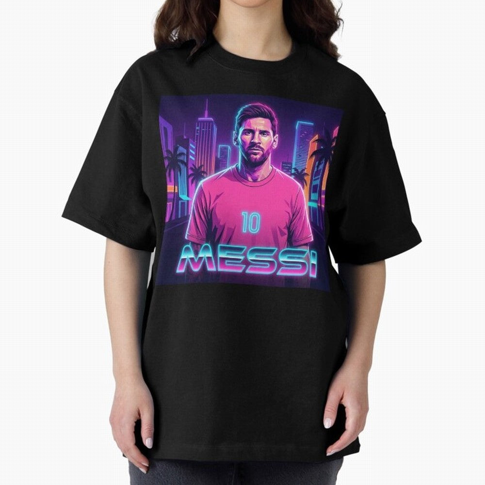 Inter Miami? Football Legend Messi Cyberpunk Retro Futurist Design (Version 4) Classic T-Shirt Turn Up for Global Football Passion for FIFA World Cup 2026 USA Canada Mexico, Featuring Messi, Neymar and Mbappe, Spain and Netherlands, Goal