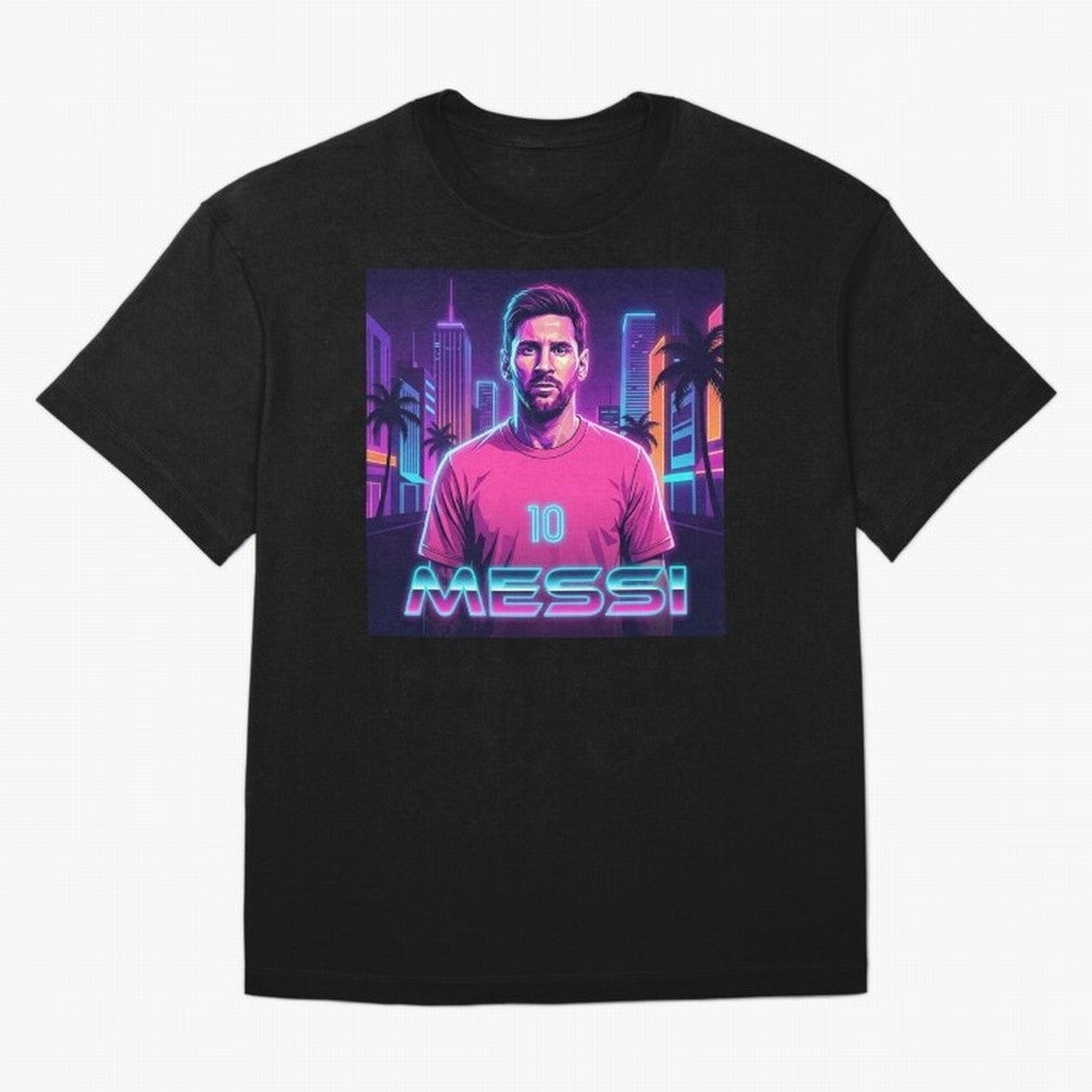 Inter Miami? Football Legend Messi Cyberpunk Retro Futurist Design (Version 4) Classic T-Shirt Turn Up for Global Football Passion for FIFA World Cup 2026 USA Canada Mexico, Featuring Messi, Neymar and Mbappe, Spain and Netherlands, Goal