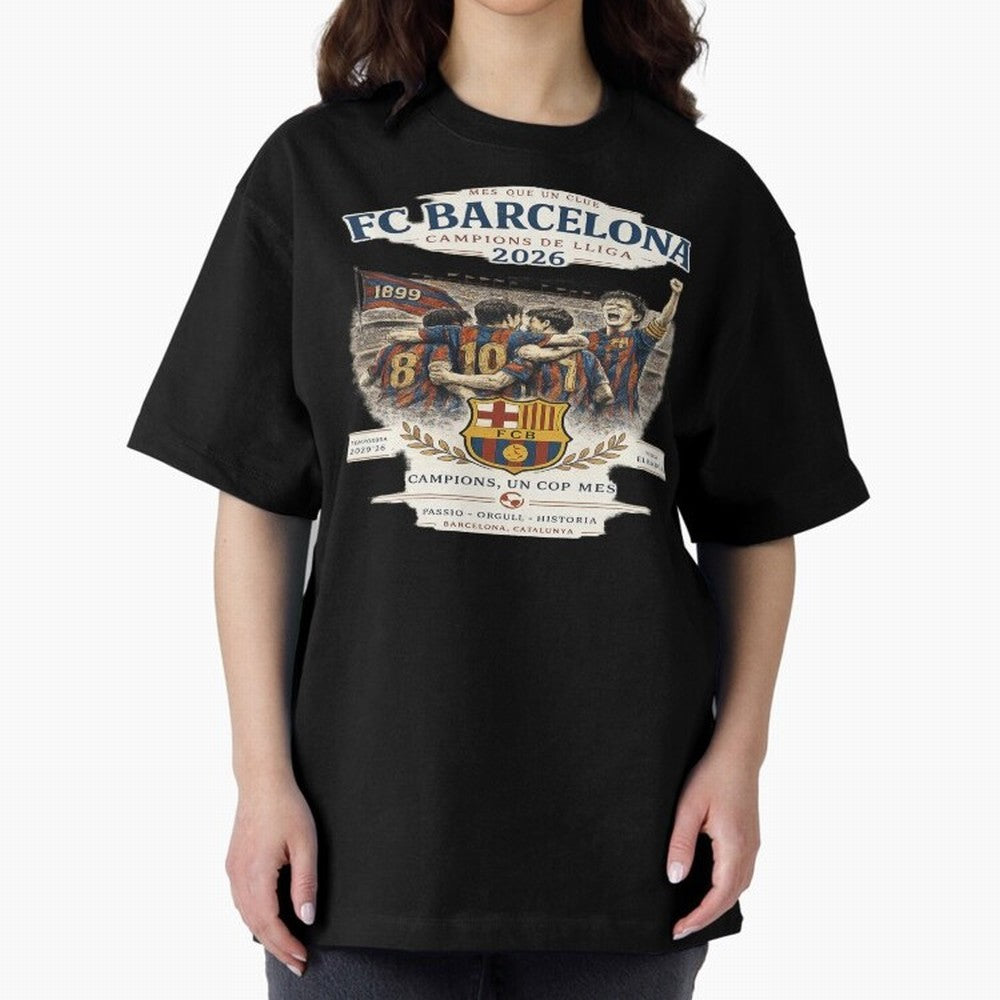 FC Barcelona Champions Vintage 2026 Oversized T-Shirt Celebrate Global Passion for FIFA World Cup 2026 Group Stage Built around Haaland and Mbappe, Brazil Energy, Football Festival Excitement, Trophy Ambitions, Country Rivalries and Star Player