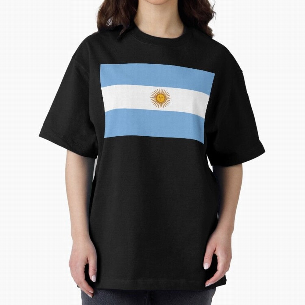 Argentina Oversized T-Shirt Showcase Global Football Passion for FIFA World Cup 2026 USA Canada Mexico, with Messi, CR7 and Mbappe, Spain and Netherlands, Vintage Soccer Flavor, Modern Football Stars, National Flags and Final Night Emotion; Created