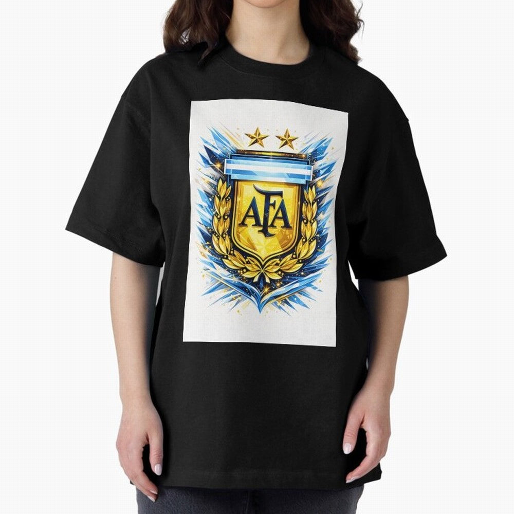 Argentina champions AFA crest gold blue soccer design Oversized T-Shirt Celebrate Football Dreams Across FIFA World Cup 2026 USA Canada Mexico for Fans of Cristiano Ronaldo and Germany, Bringing Football Passion, Legendary Performances, Festival