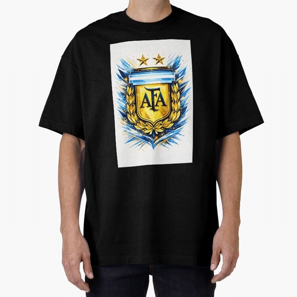Argentina champions AFA crest gold blue soccer design Oversized T-Shirt Celebrate Football Dreams Across FIFA World Cup 2026 USA Canada Mexico for Fans of Cristiano Ronaldo and Germany, Bringing Football Passion, Legendary Performances, Festival