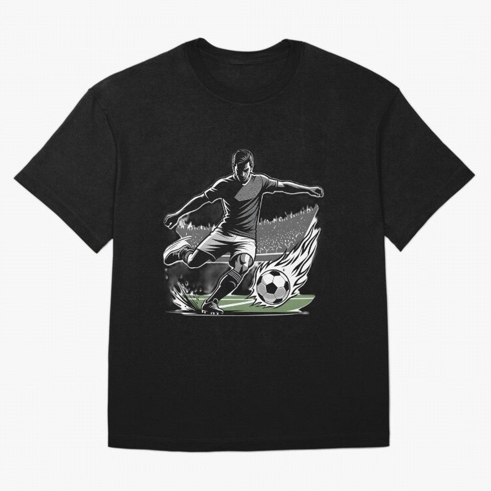 Soccer Player Classic T-Shirt Show Support during Global Football Passion for FIFA World Cup 2026 Group Stage, Highlighting Messi and Cristiano Ronaldo, Brazil, Retro Football Energy, Iconic Rivalries, Trophy Chase Drama and Stadium Atmosphere;